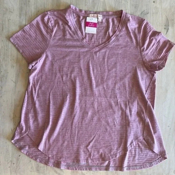 NWT Fresh Produce Pink and Grey Striped T-… - Picture 3 of 8